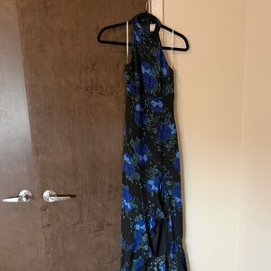 Lulu's Black and Blue Floral Maxi Dress